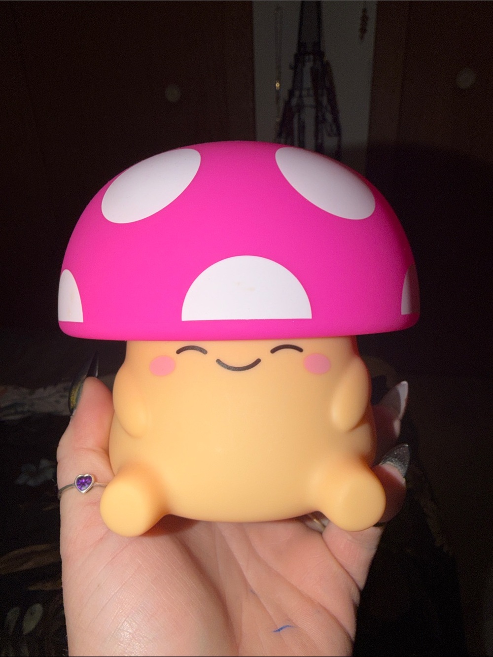 Pink Mushroom Squishy Tap light Cute mushi rechargeable